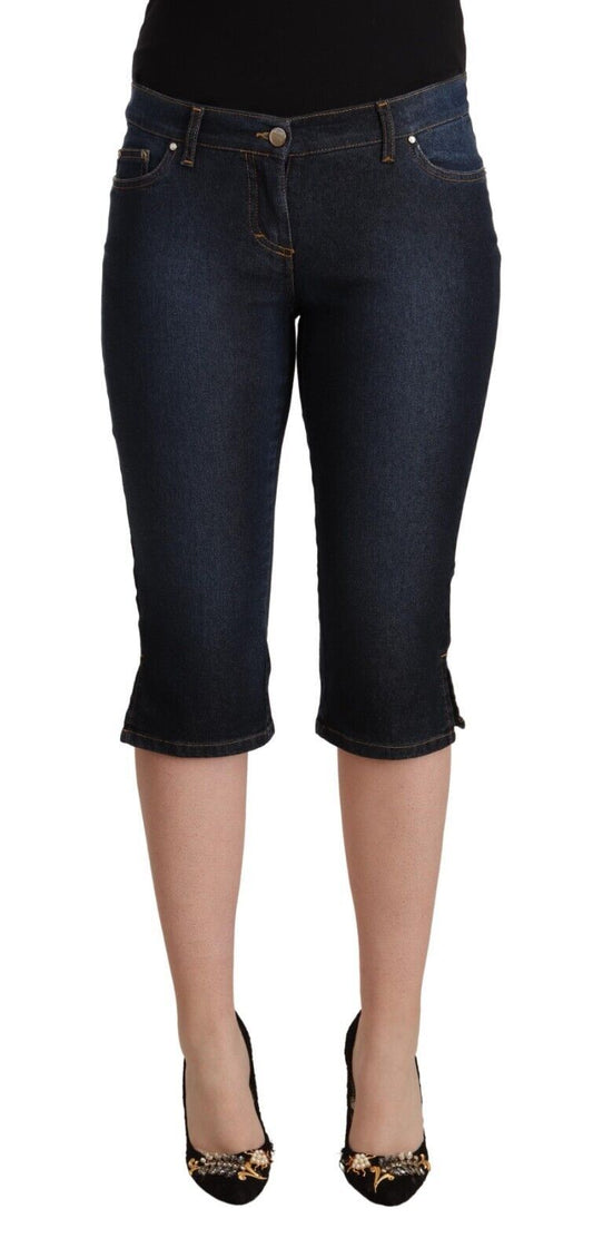 GF Ferre Blue Cotton Stretch Low Waist Slim Capri Denim Jeans $611.00 GF Ferre Luzworld