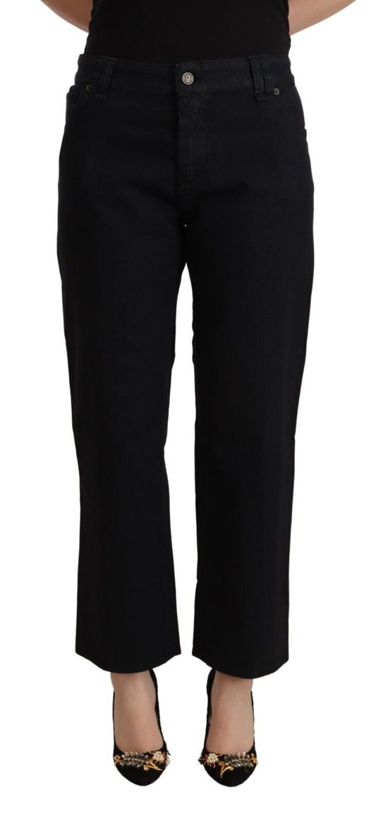 John Galliano Black Cotton Flared Cropped High Waist Denim Jeans $869.00 John Galliano Luzworld