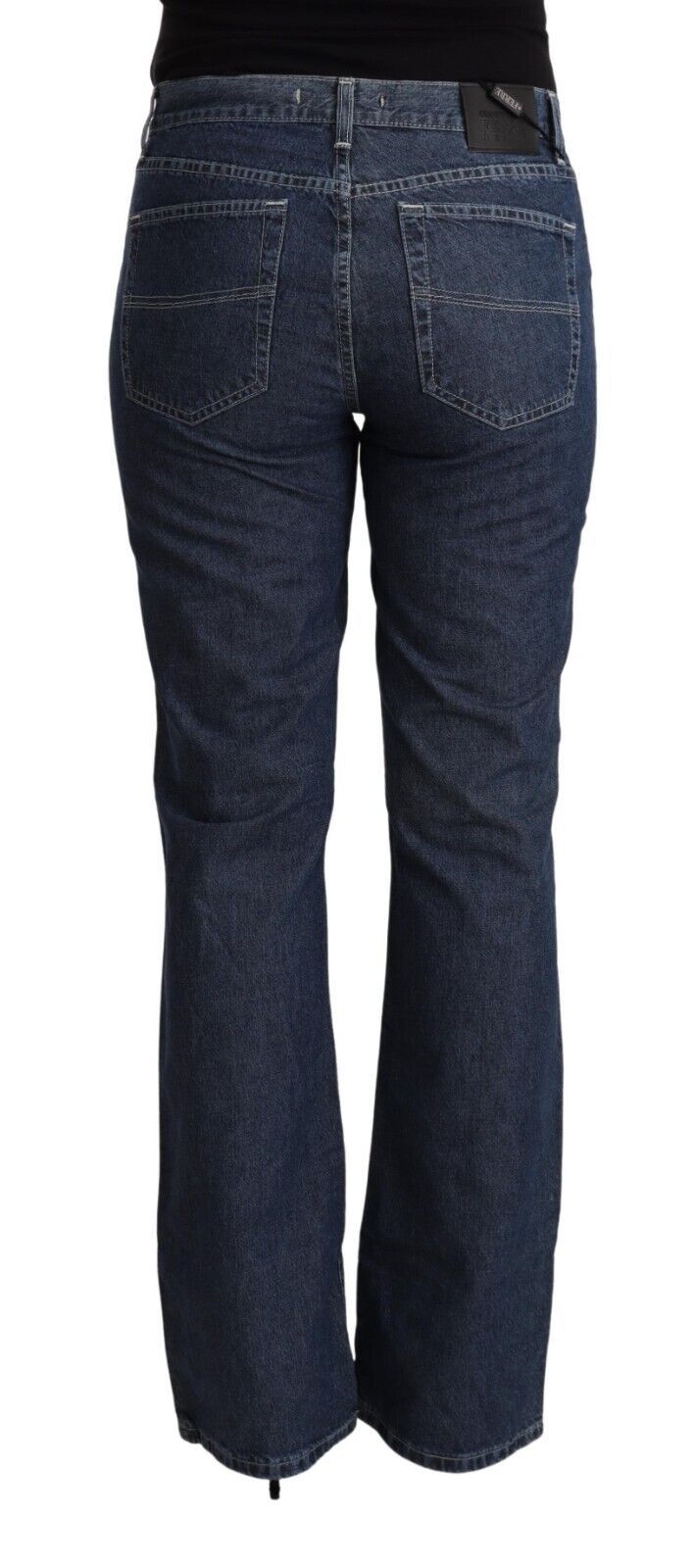 GF Ferre Blue Cotton Mid Waist Flared Denim Jeans $611.00 GF Ferre Luzworld