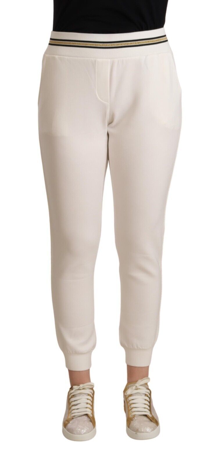 Patrizia Pepe White Polyester Mid Waist Jogger Pants $674.00 Patrizia Pepe Luzworld