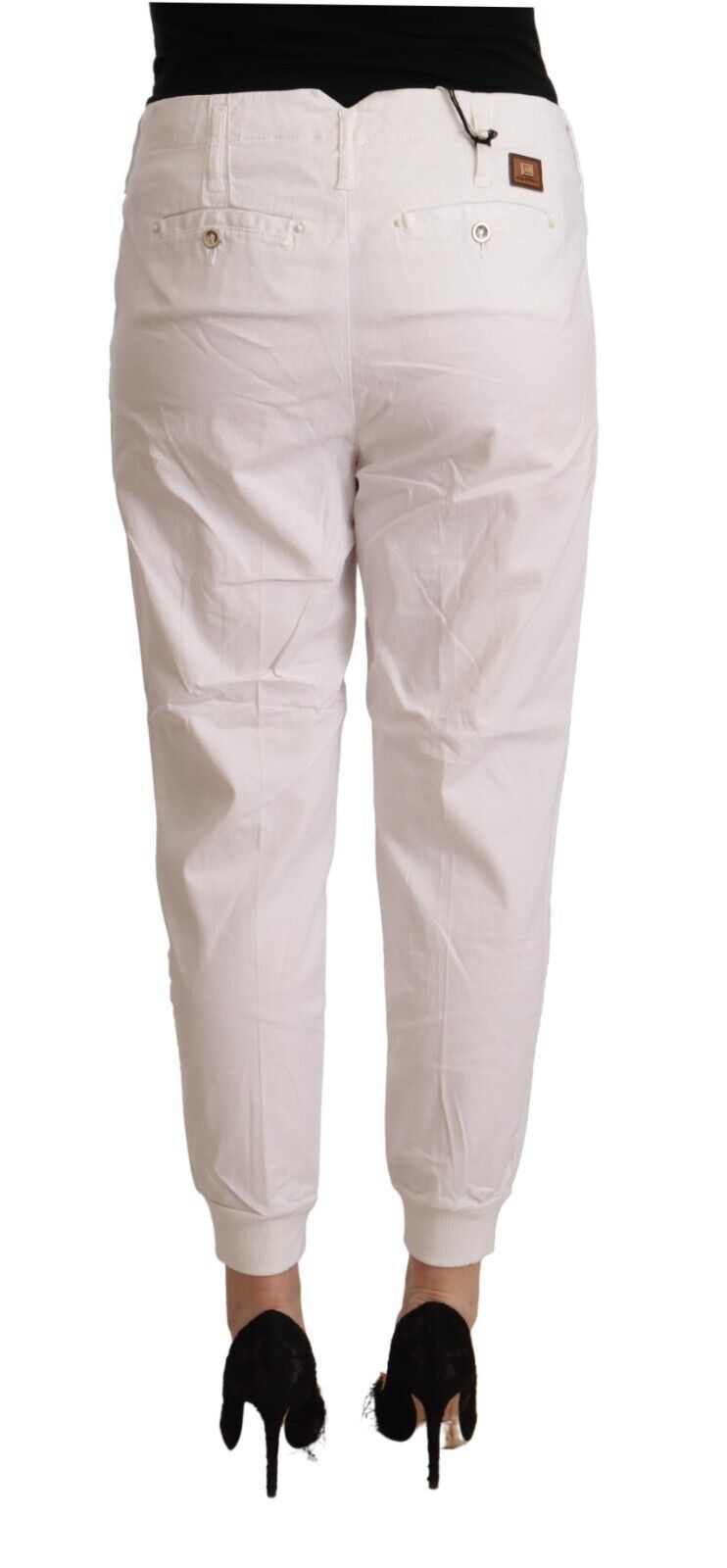Met White Cotton Mid Waist Tapered Cropped Pants $737.00 Met Luzworld