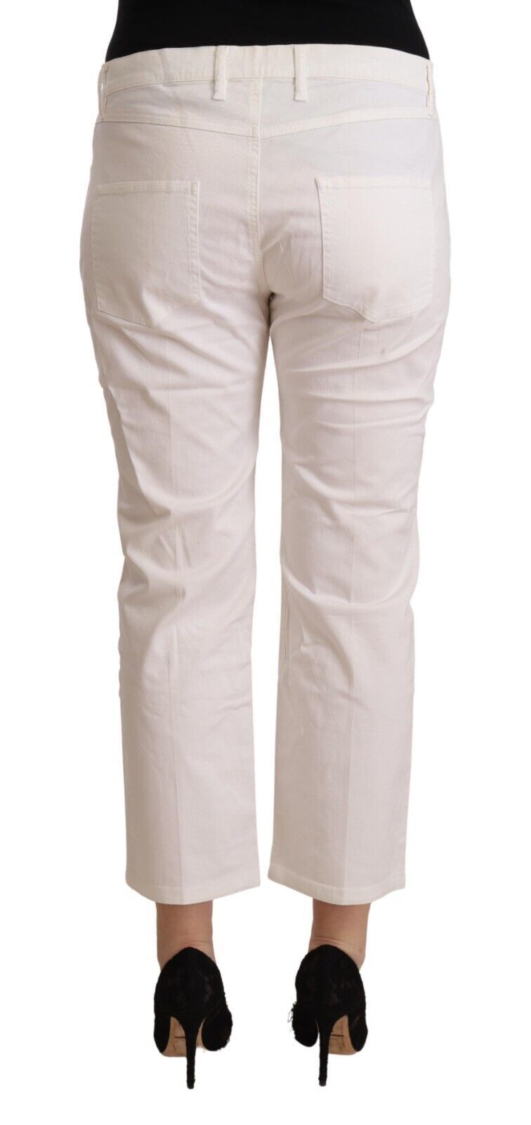 L'Autre Chose White Cotton Mid Waist Cropped Denim Jeans $674.00 L'Autre Chose Luzworld