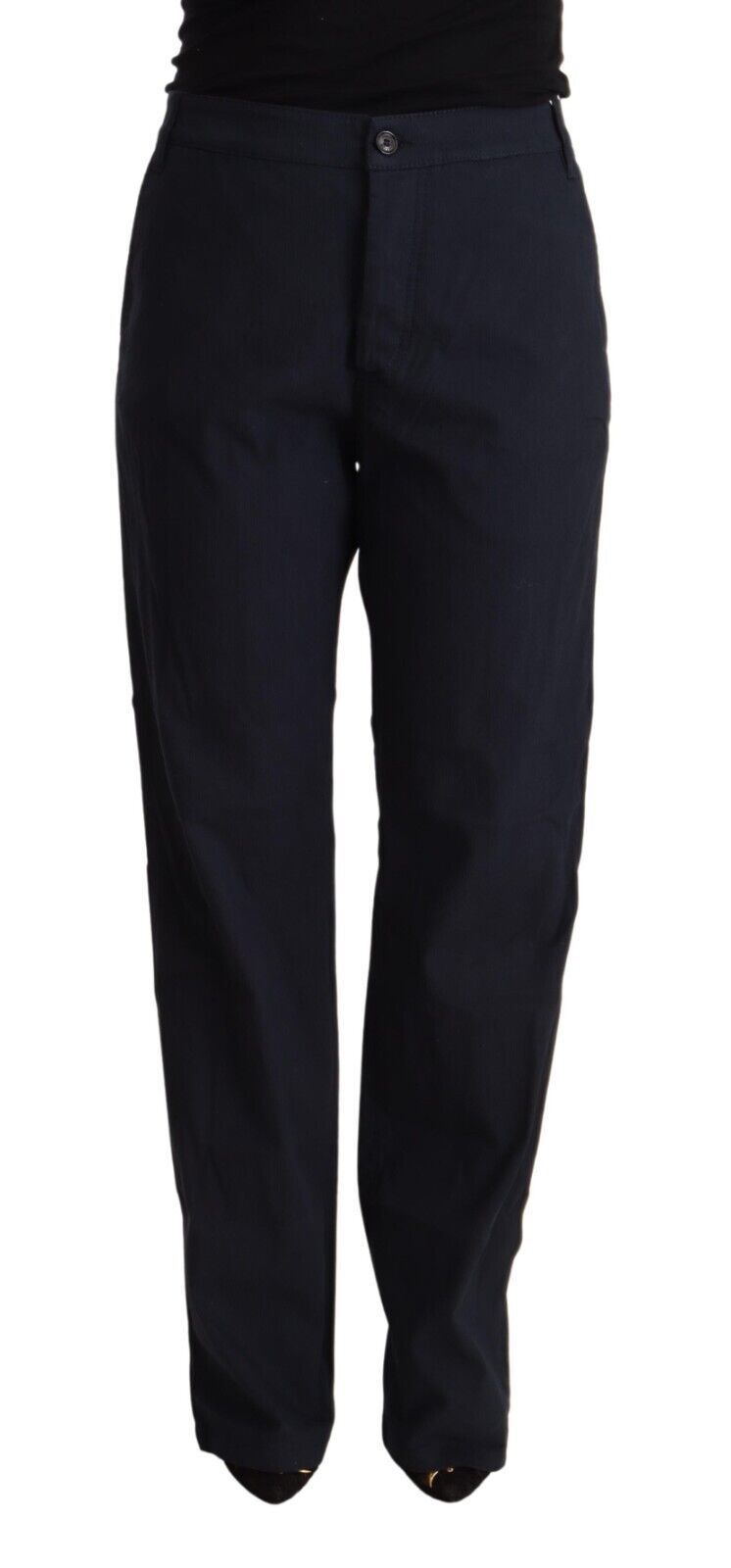 Exte Black High Waist Tapered Cotton Pants $674.00 Exte Luzworld