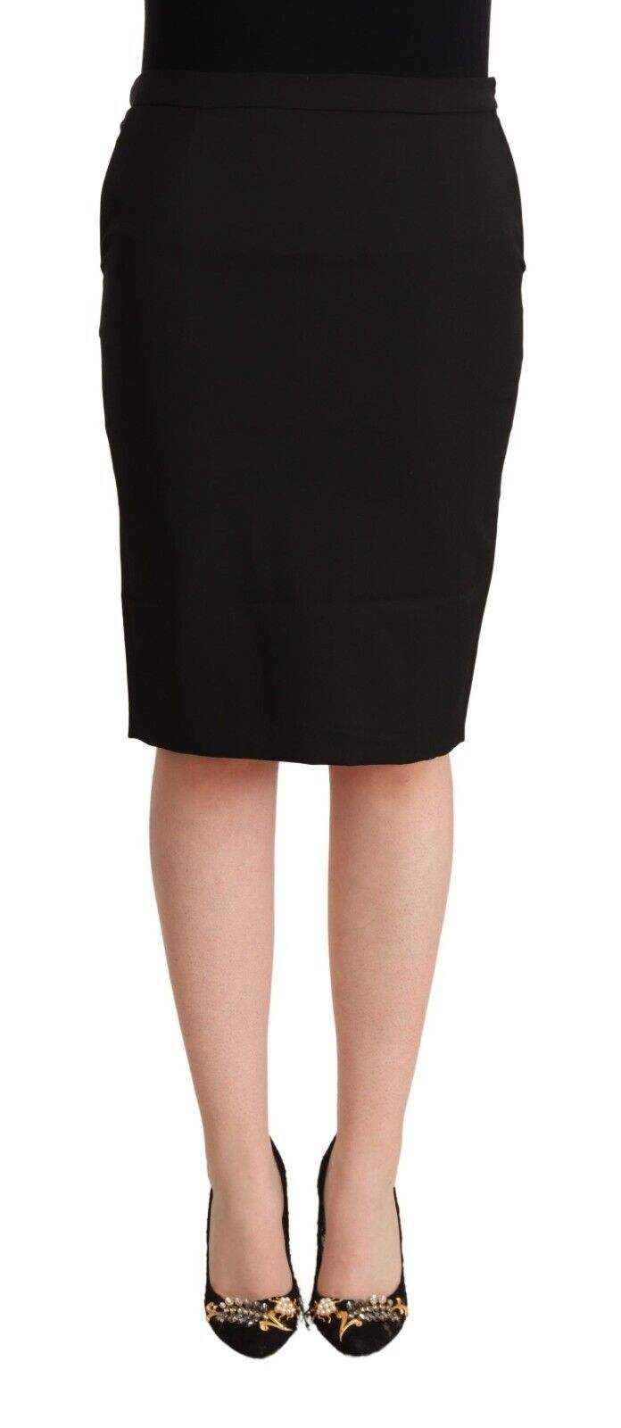 GF Ferre Black Pencil Knee Length Straight Skirt $584.00 GF Ferre Luzworld