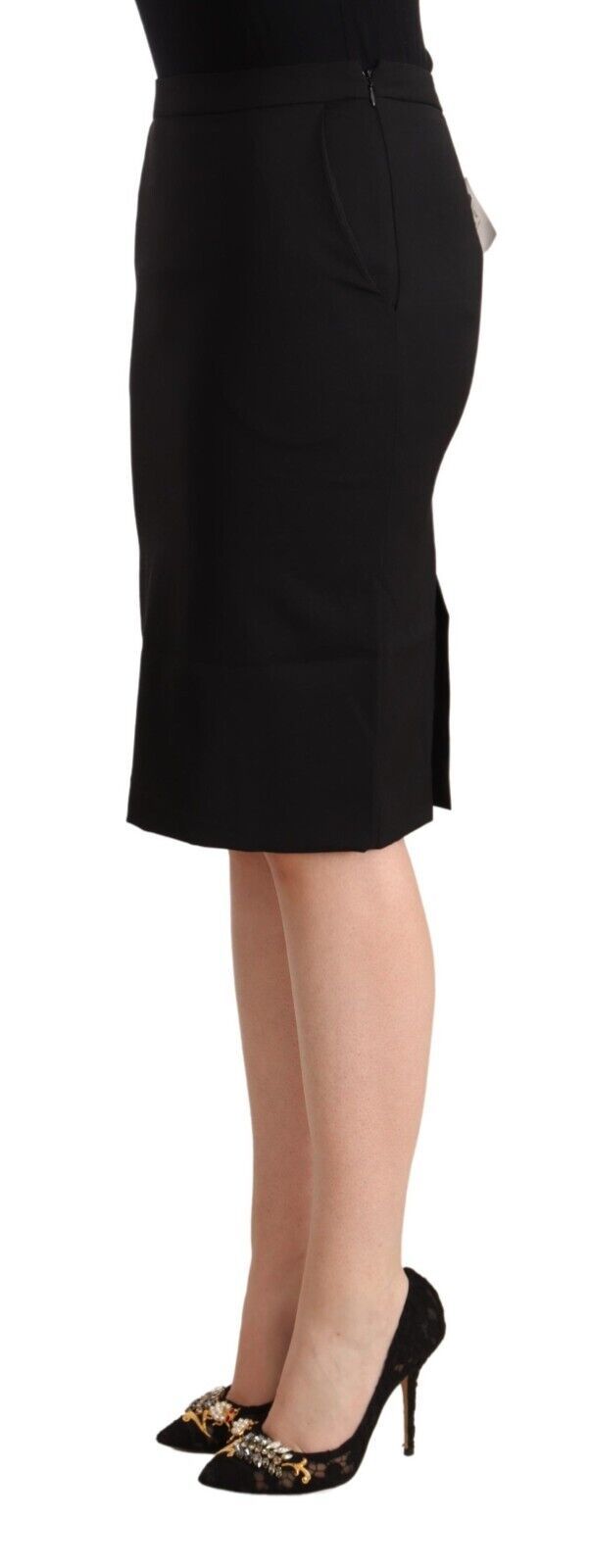 GF Ferre Black Pencil Knee Length Straight Skirt $584.00 GF Ferre Luzworld