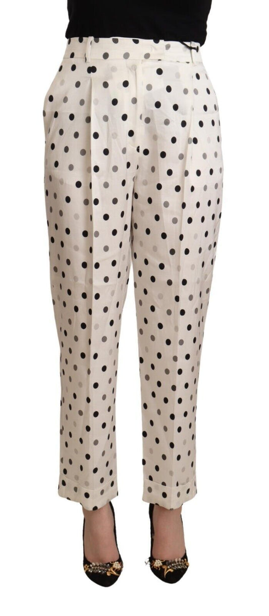 Ermanno Scervino White Polka Dotted High Waist Tapered Pants $1527.00 Ermanno Scervino Luzworld