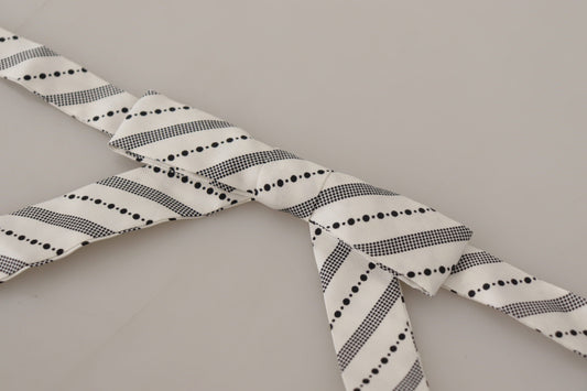 Dolce & Gabbana White Black Polka Dot 100% Silk Neck Papillon Bow Tie
