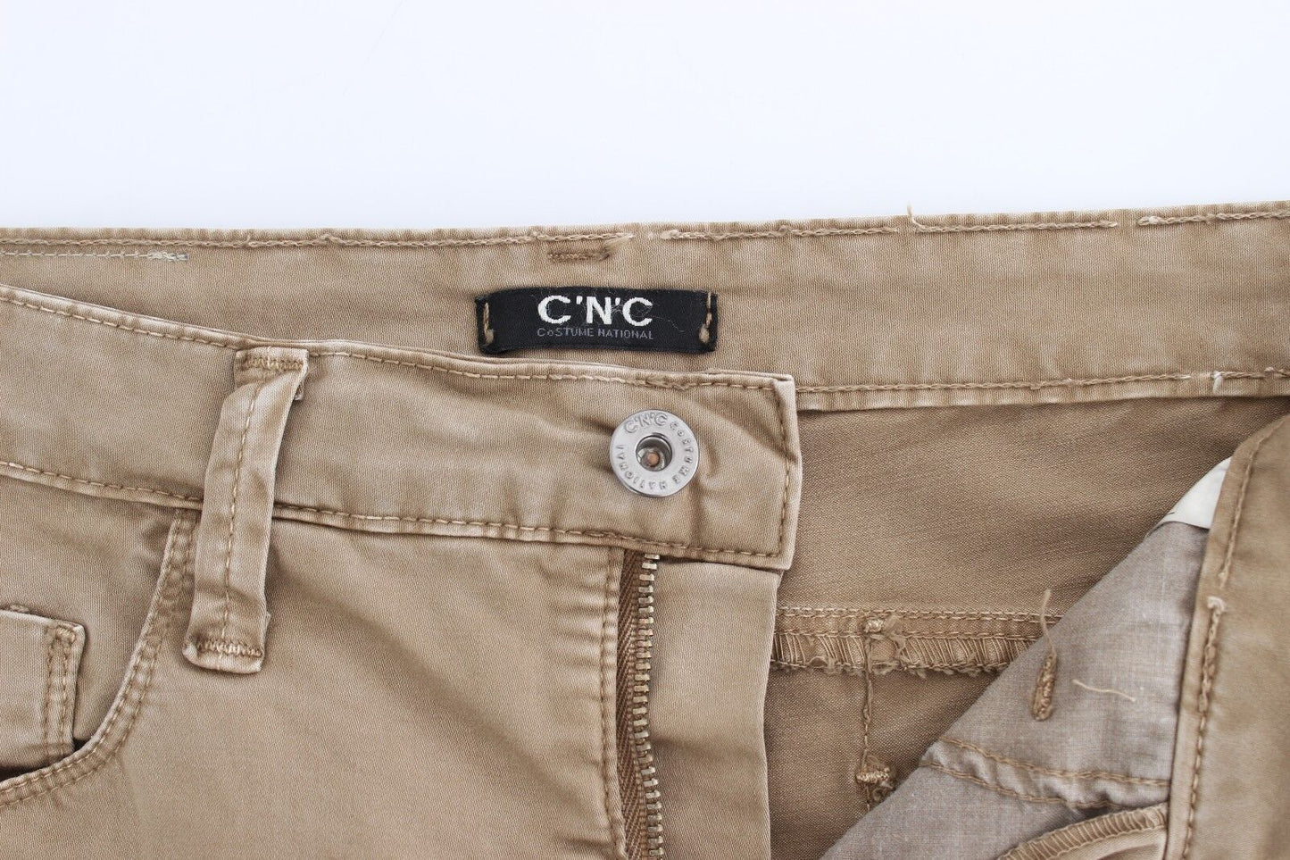 Costume National Beige Straight Leg Denim Pants Stretch Jeans $584.00 Costume National Luzworld