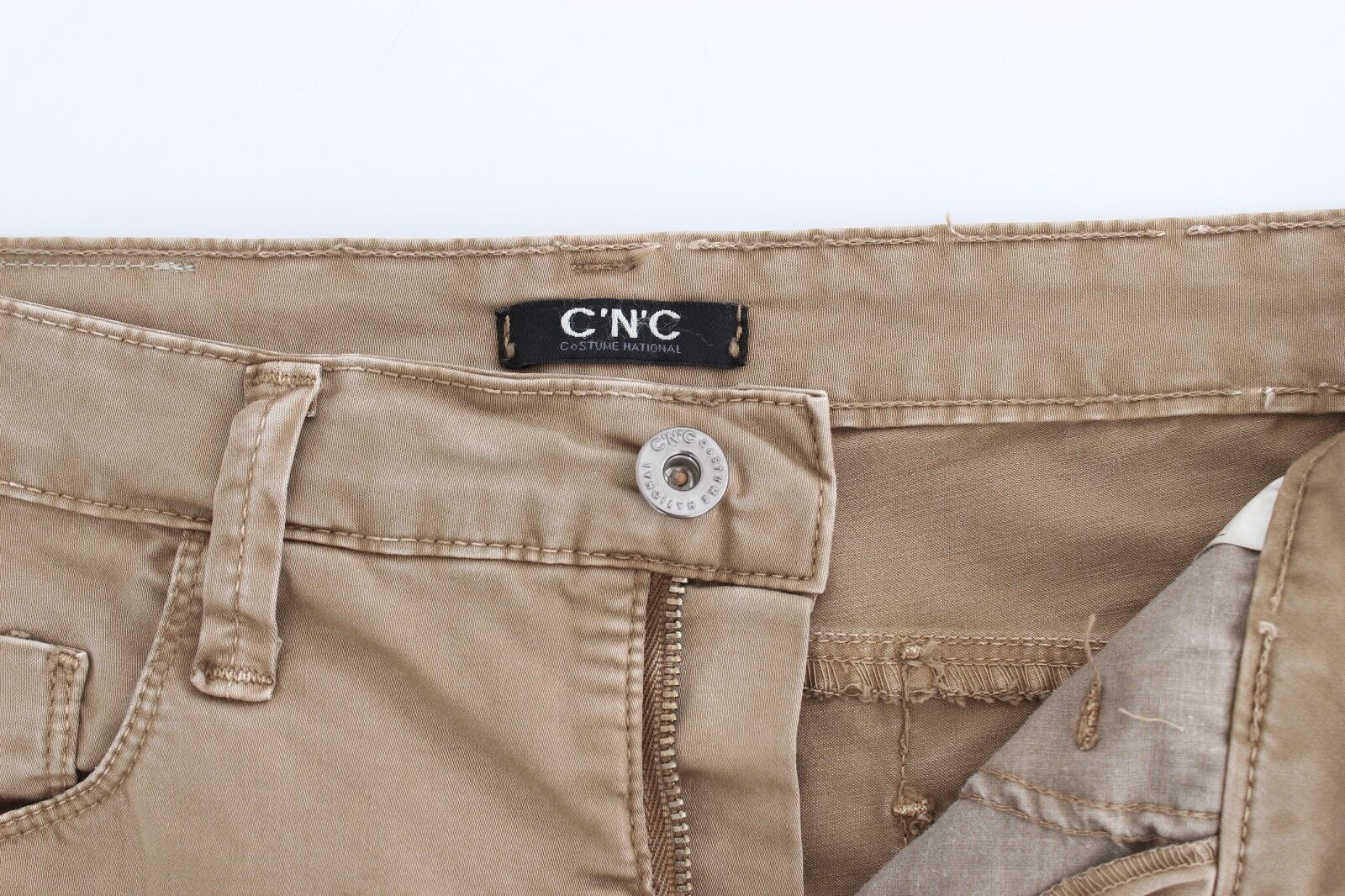 Costume National Beige Straight Leg Denim Pants Stretch Jeans $584.00 Costume National Luzworld