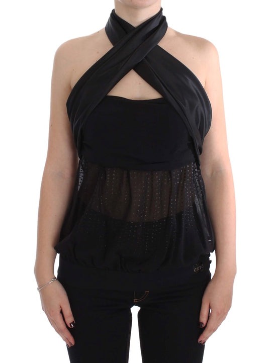 Exte Black Neck Wrap Top Blouse $496.00 Exte Luzworld