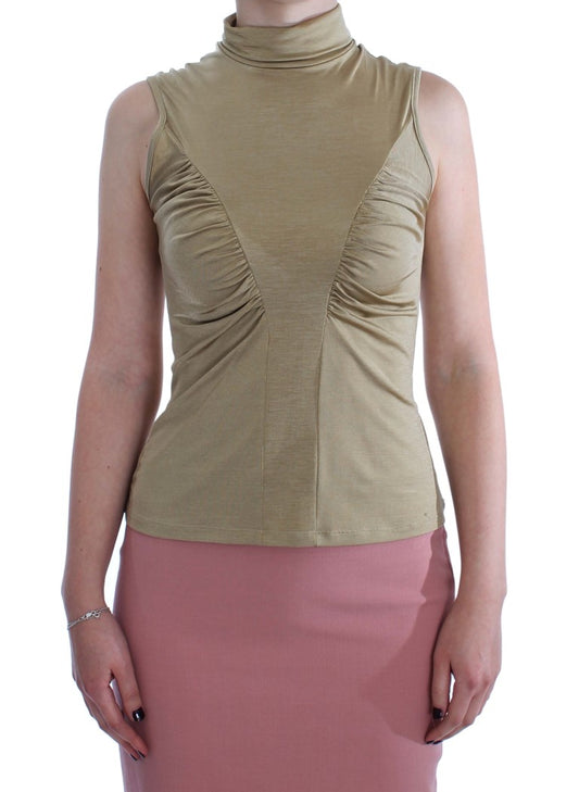 Exte Gold Nylon Turtleneck Top Blouse $221.00 Exte Luzworld