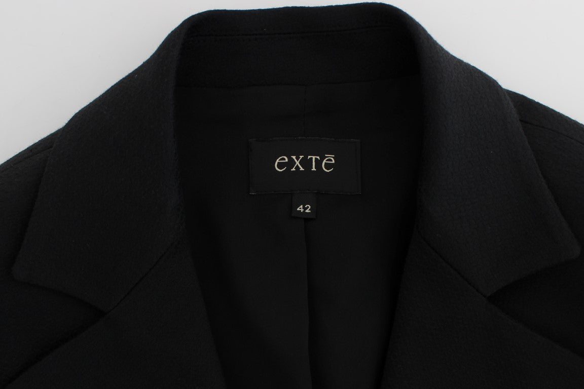 Exte Black Cotton Stretch Gold Studded Blazer Jacket $1267.00 Exte Luzworld