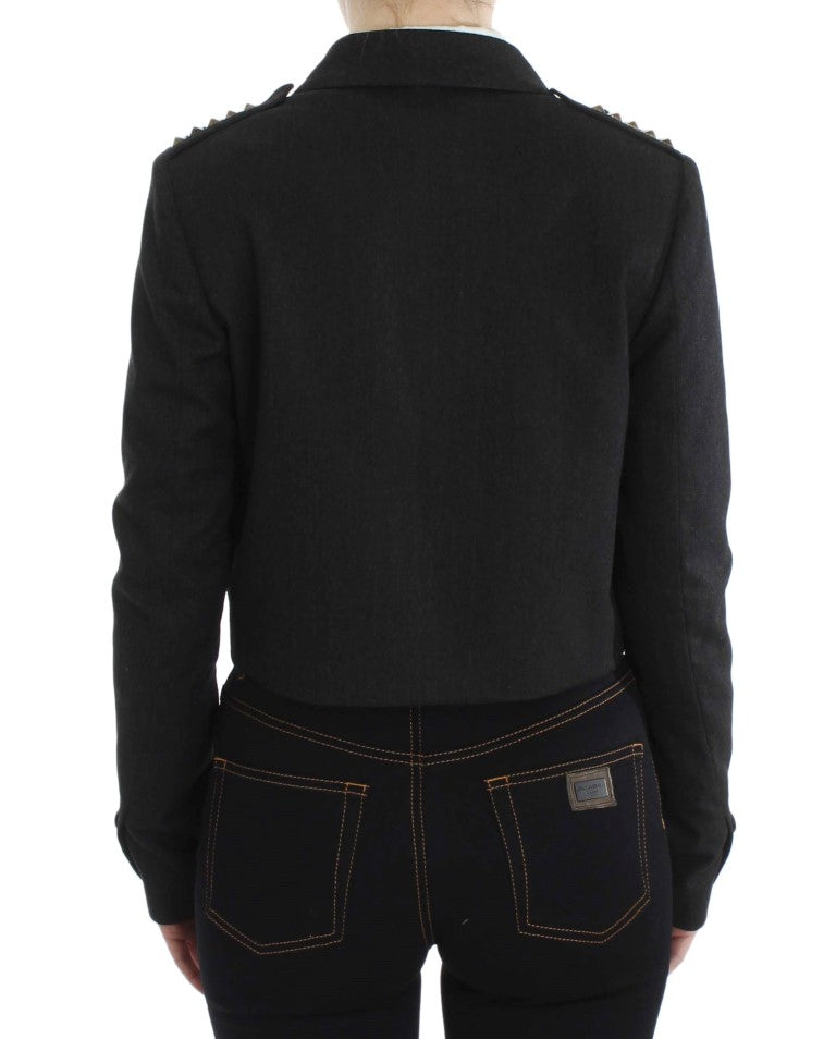 Exte Gray Stretch Gold Studded Short Jacket $1267.00 Exte Luzworld