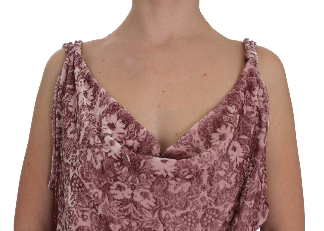 Exte Pink Floral Print Viscose Silk Blouse Top $236.00 Exte Luzworld