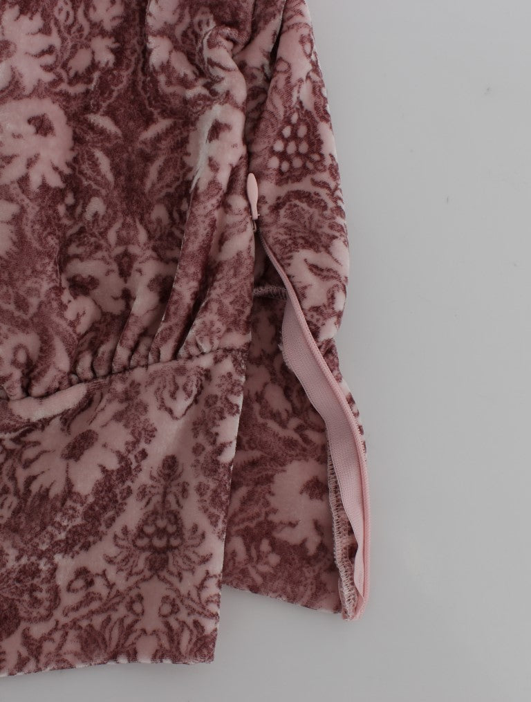 Exte Pink Floral Print Viscose Silk Blouse Top $236.00 Exte Luzworld