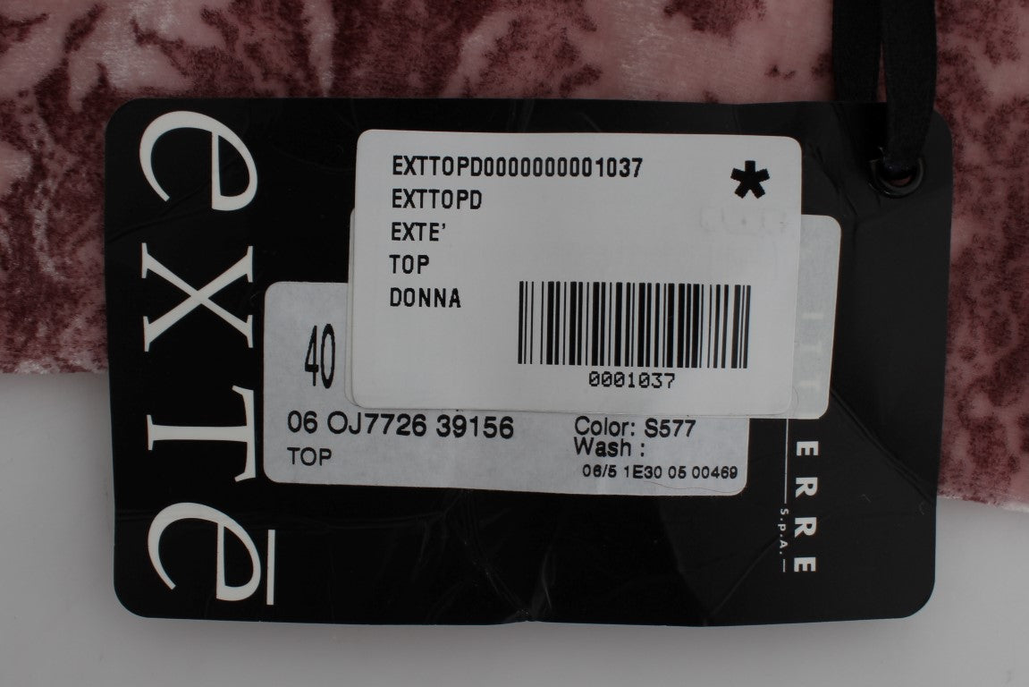 Exte Pink Floral Print Viscose Silk Blouse Top $236.00 Exte Luzworld