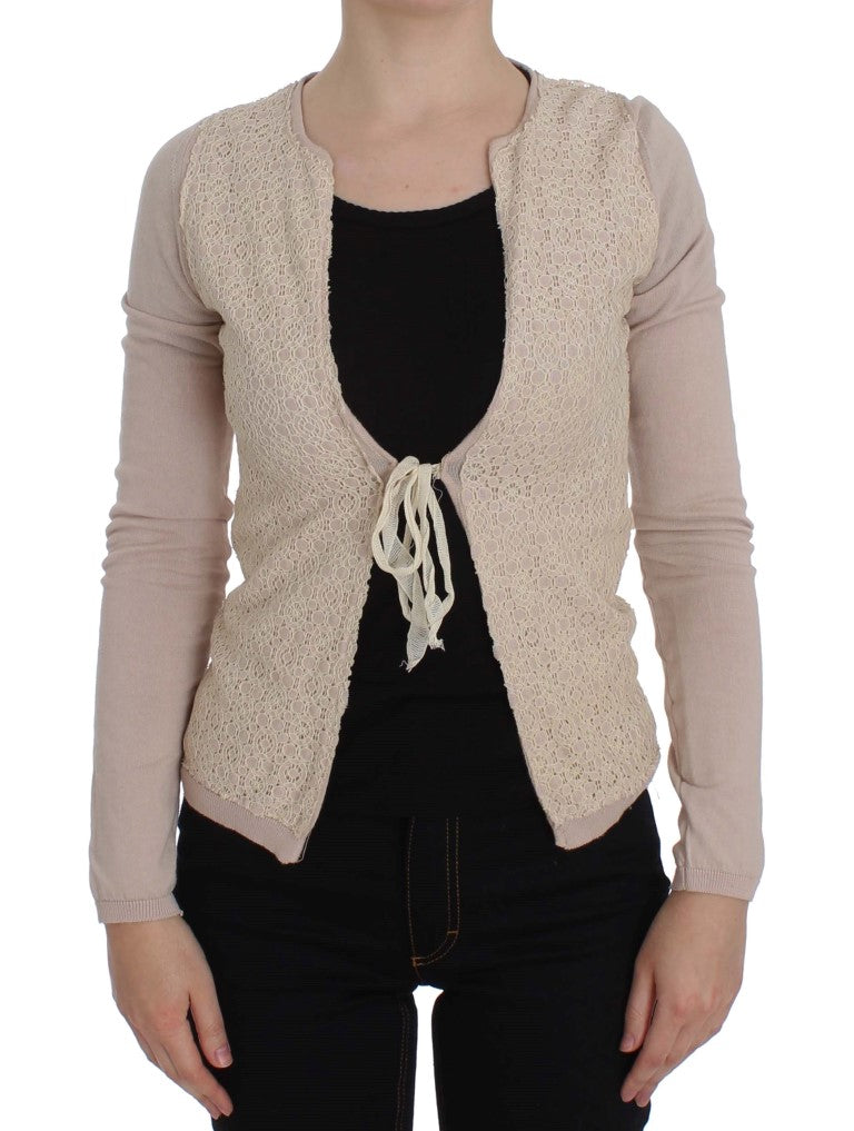 PINK MEMORIES Pink Floral Lace Wrap Sweater $608.00 PINK MEMORIES Luzworld