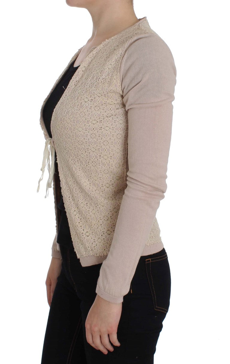 PINK MEMORIES Pink Floral Lace Wrap Sweater $608.00 PINK MEMORIES Luzworld