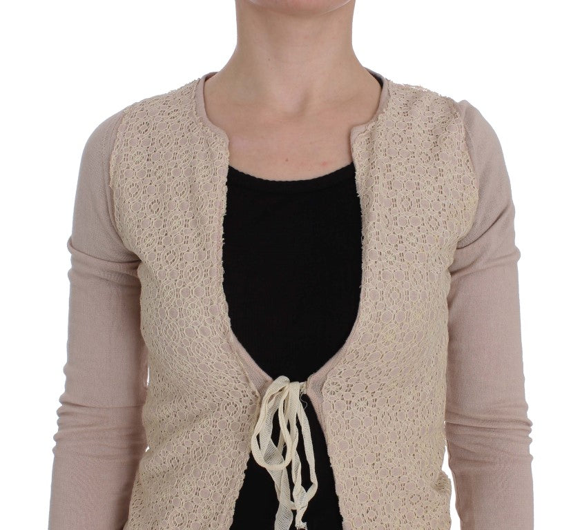 PINK MEMORIES Pink Floral Lace Wrap Sweater $608.00 PINK MEMORIES Luzworld