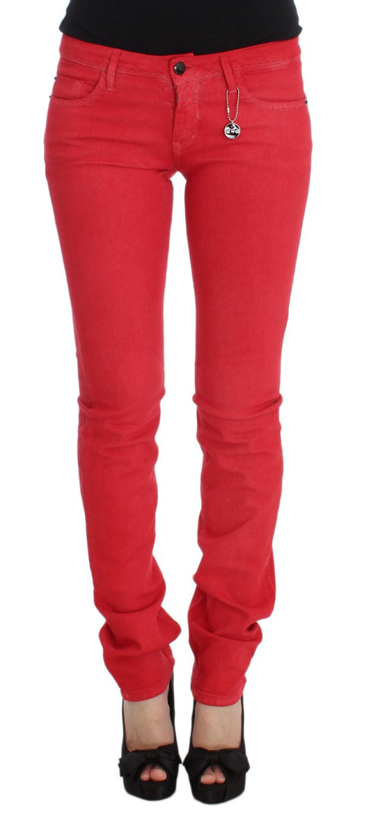 Costume National Red Cotton Blend Super Slim Fit Jeans $548.00 Costume National Luzworld