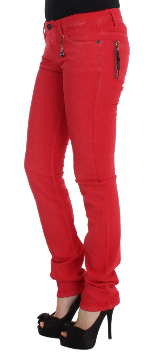 Costume National Red Cotton Blend Super Slim Fit Jeans $548.00 Costume National Luzworld