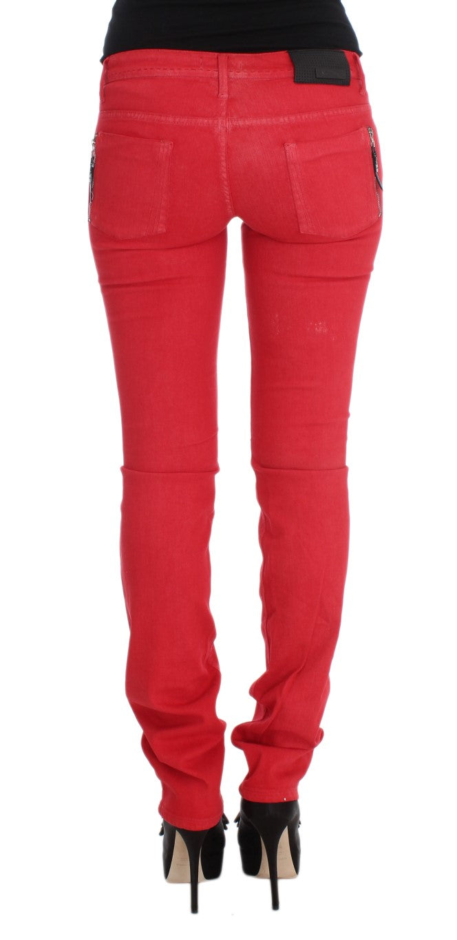 Costume National Red Cotton Blend Super Slim Fit Jeans $548.00 Costume National Luzworld