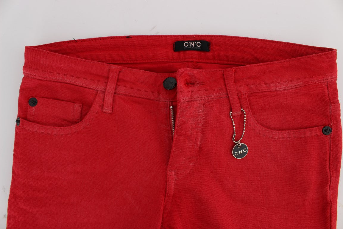 Costume National Red Cotton Blend Super Slim Fit Jeans $548.00 Costume National Luzworld