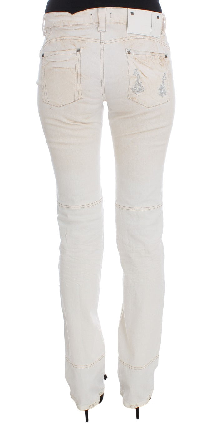 Costume National White Cotton Slim Fit Bootcut Jeans $548.00 Costume National Luzworld