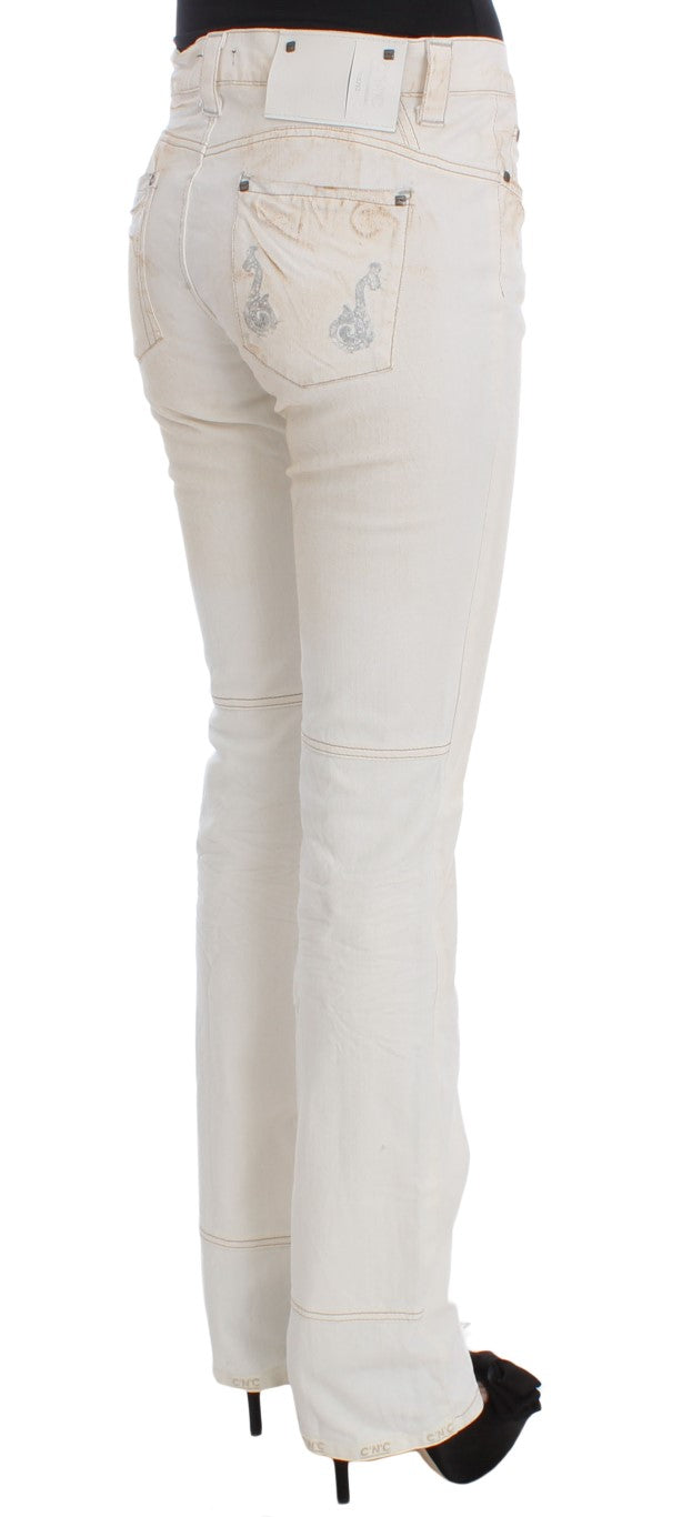Costume National White Cotton Slim Fit Bootcut Jeans $548.00 Costume National Luzworld