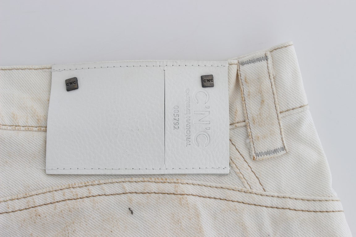 Costume National White Cotton Slim Fit Bootcut Jeans $548.00 Costume National Luzworld