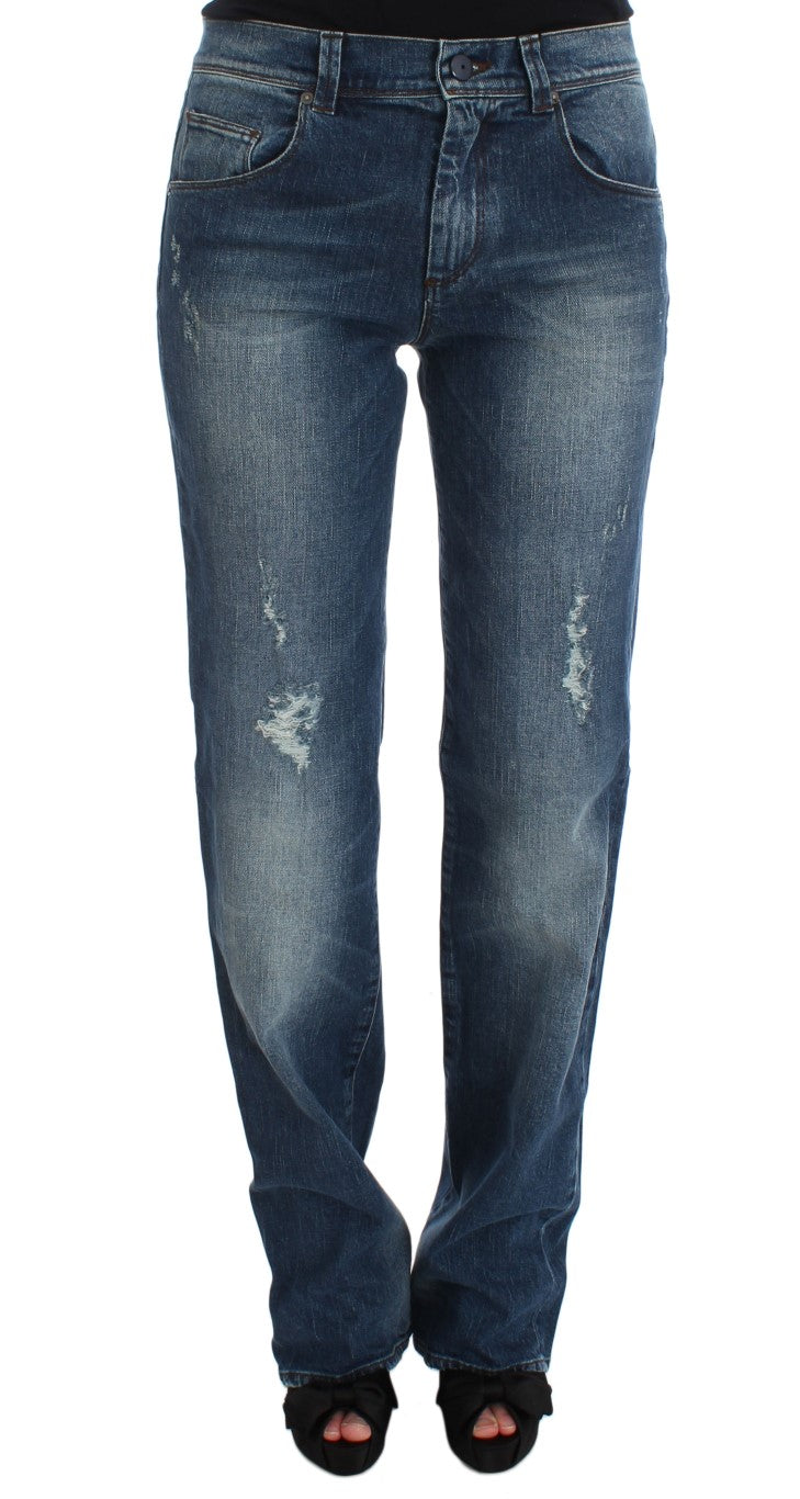 Ermanno Scervino Blue Wash Cotton Blend Slim Fit Jeans $829.00 Ermanno Scervino Luzworld