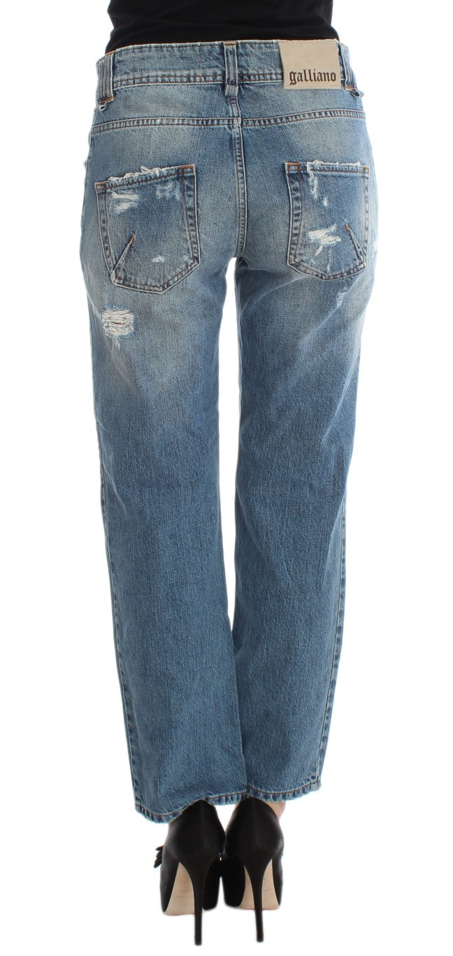 John Galliano Blue Wash Cotton Boyfriend Fit Cropped Jeans $713.00 John Galliano Luzworld