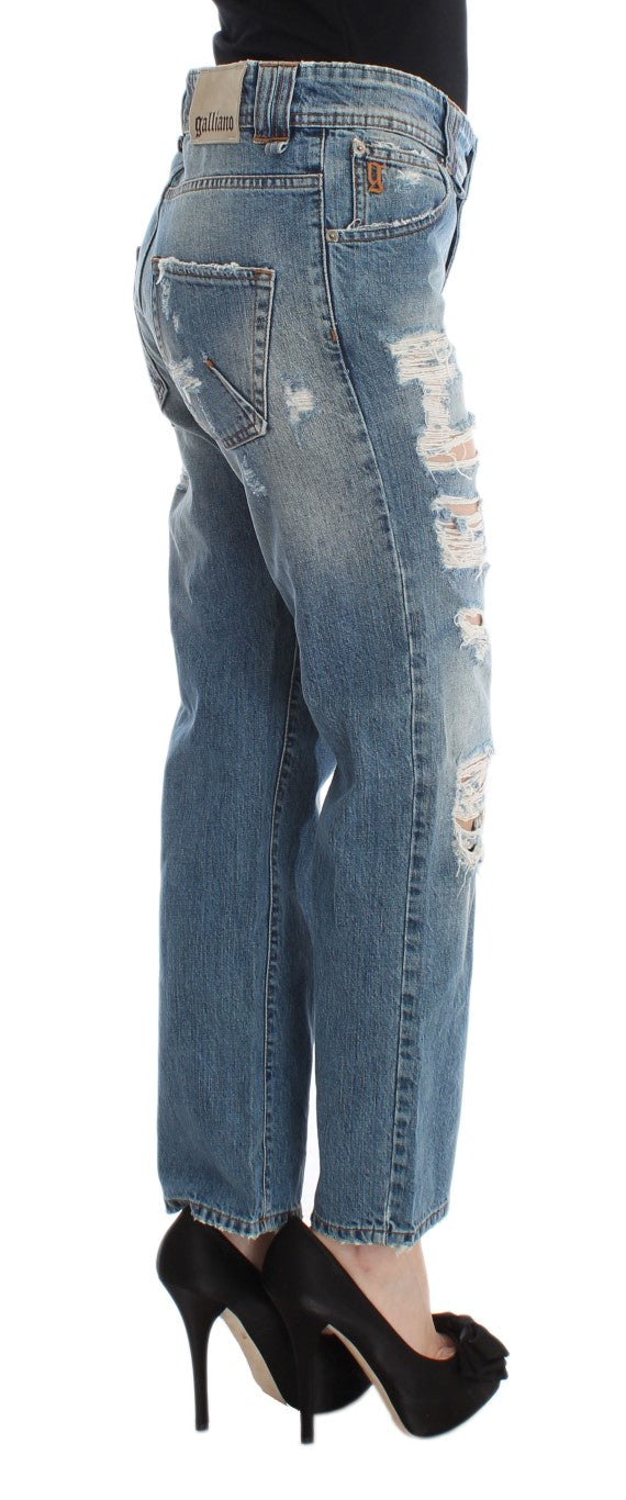 John Galliano Blue Wash Cotton Boyfriend Fit Cropped Jeans $713.00 John Galliano Luzworld