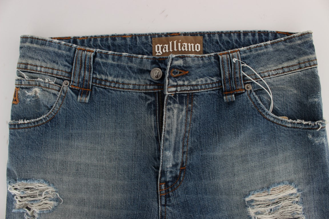 John Galliano Blue Wash Cotton Boyfriend Fit Cropped Jeans $713.00 John Galliano Luzworld