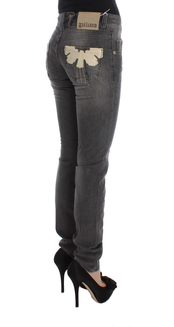 John Galliano Gray Wash Cotton Blend Slim Fit Stretch Jeans $713.00 John Galliano Luzworld
