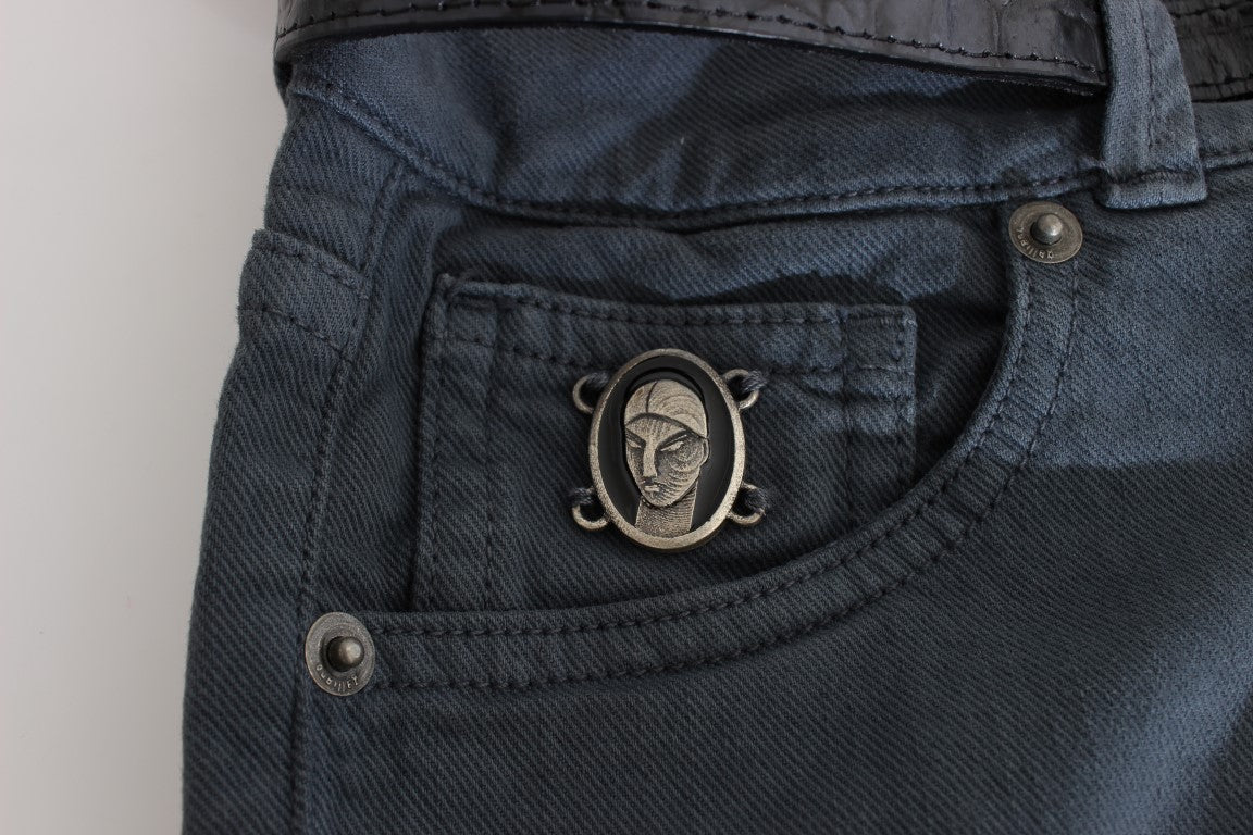 John Galliano Blue Cotton Blend Slim Fit High Waist Jeans $713.00 John Galliano Luzworld