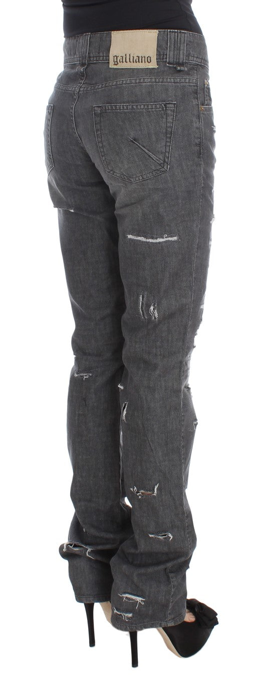 John Galliano Gray Wash Cotton Torn Straight Fit Jeans $713.00 John Galliano Luzworld