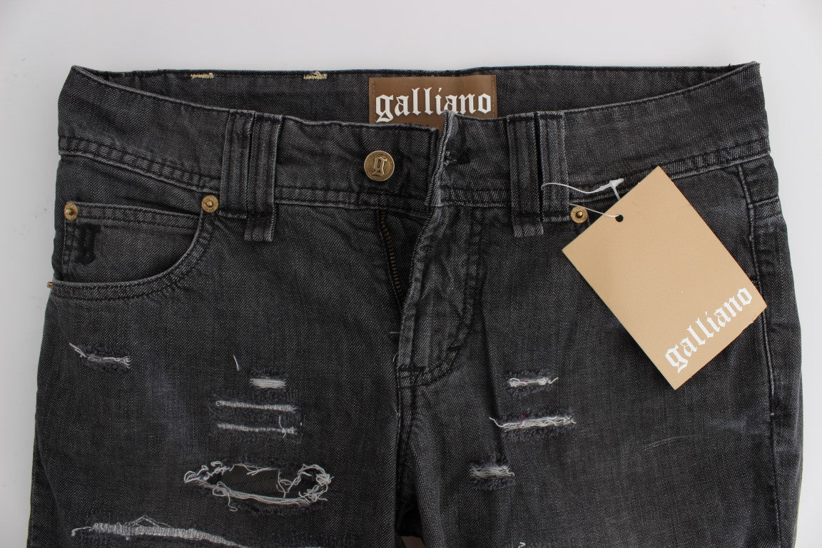 John Galliano Gray Wash Cotton Torn Straight Fit Jeans $713.00 John Galliano Luzworld