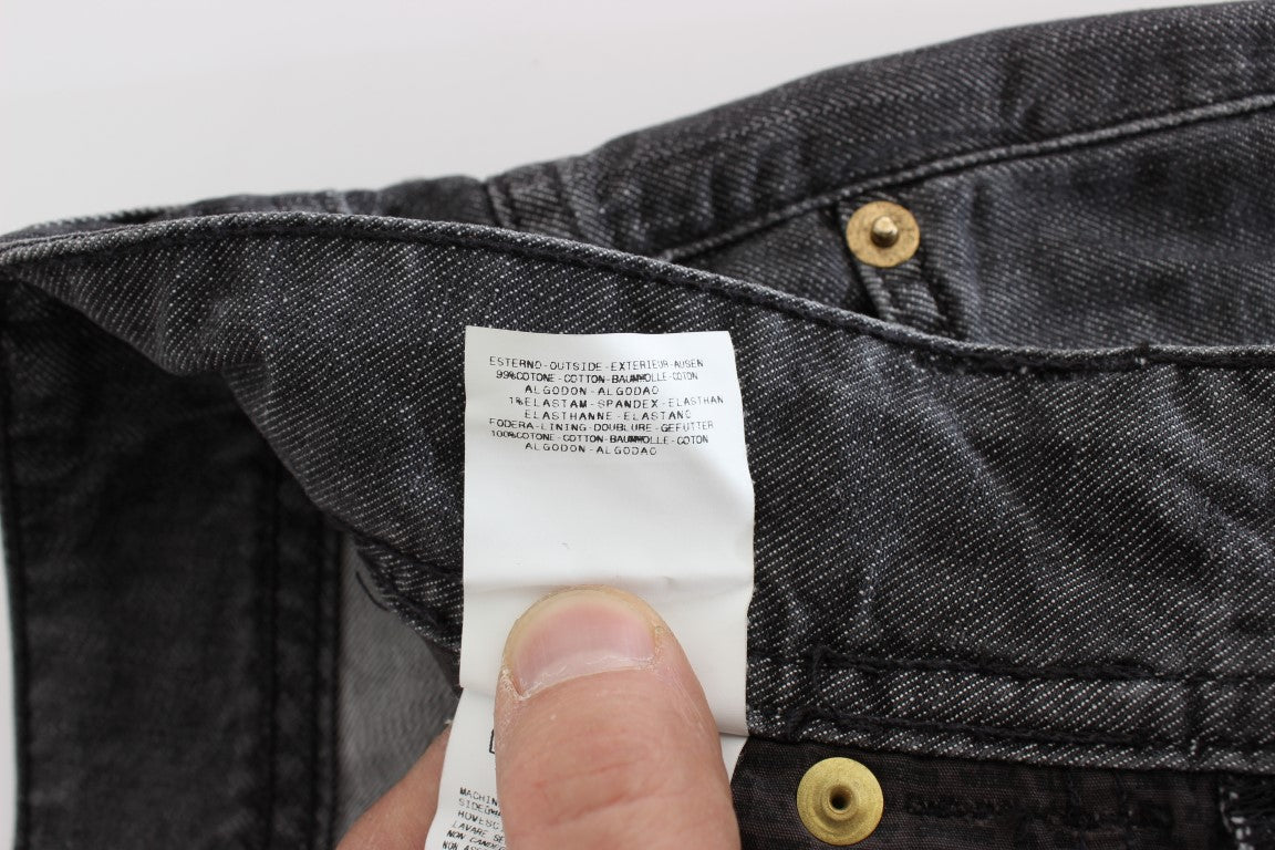 John Galliano Gray Wash Cotton Torn Straight Fit Jeans $713.00 John Galliano Luzworld