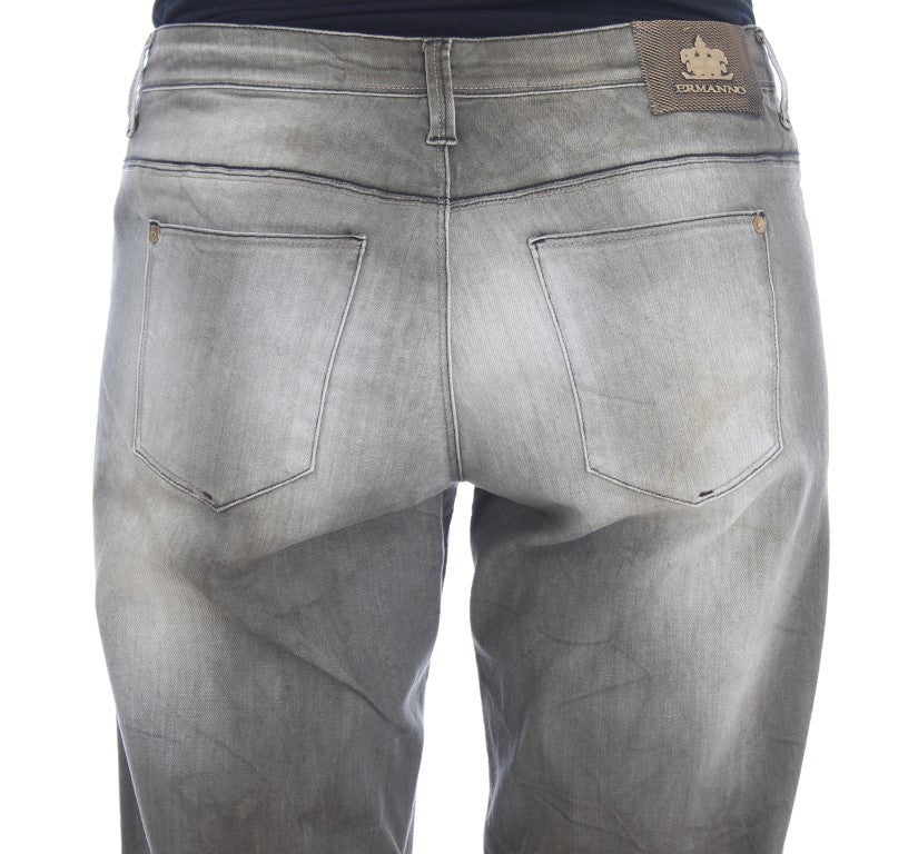 Ermanno Scervino Gray Cotton Blend Loose Fit Boyfriend Jeans $800.00 Ermanno Scervino Luzworld