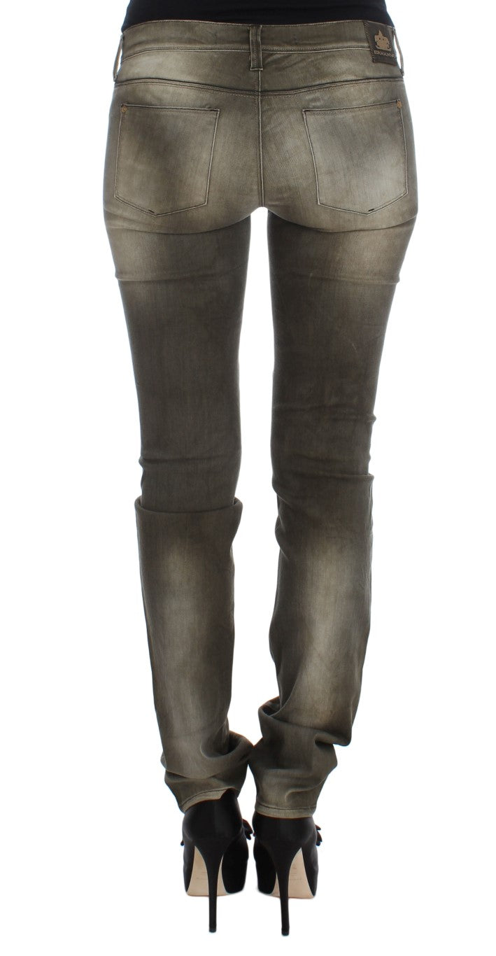 Ermanno Scervino Gray Wash Cotton Blend Slim Fit Jeans $800.00 Ermanno Scervino Luzworld