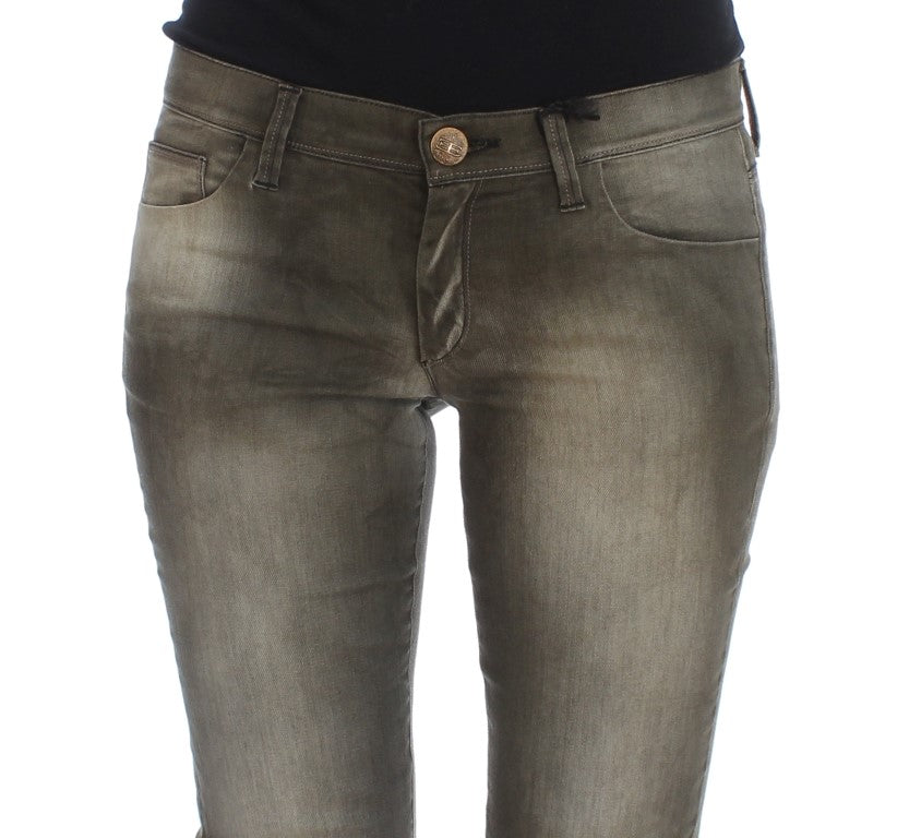 Ermanno Scervino Gray Wash Cotton Blend Slim Fit Jeans $800.00 Ermanno Scervino Luzworld