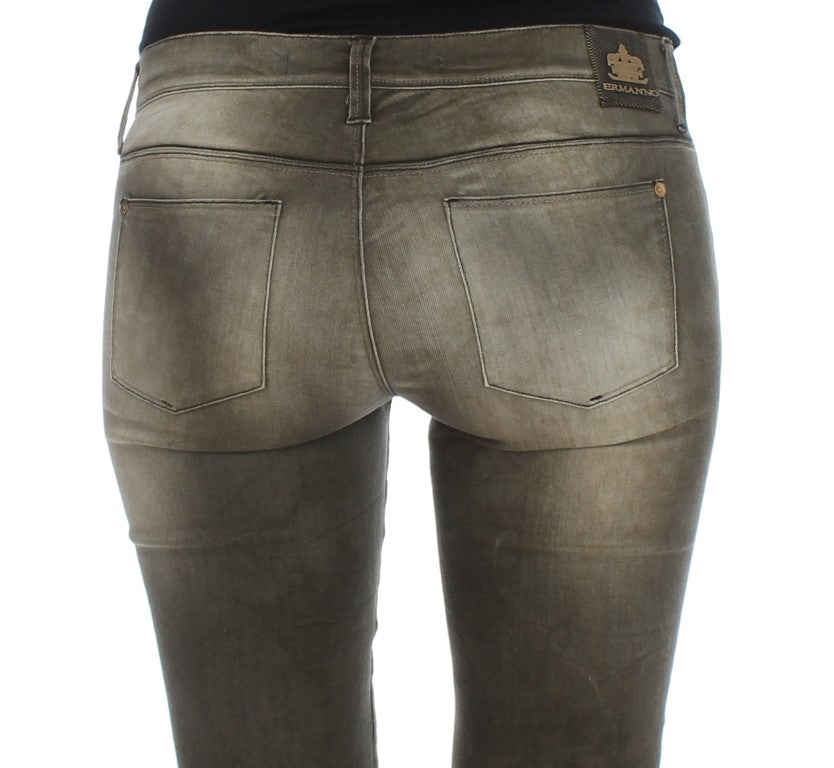 Ermanno Scervino Gray Wash Cotton Blend Slim Fit Jeans $800.00 Ermanno Scervino Luzworld