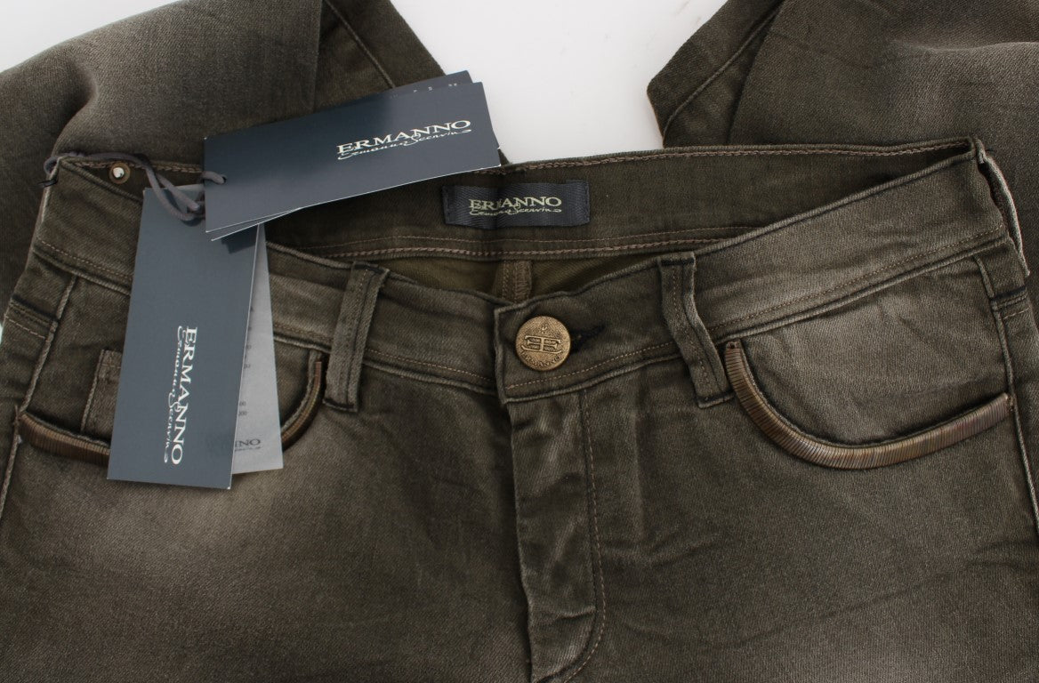 Ermanno Scervino Gray Wash Cotton Blend Slim Fit Jeans $800.00 Ermanno Scervino Luzworld
