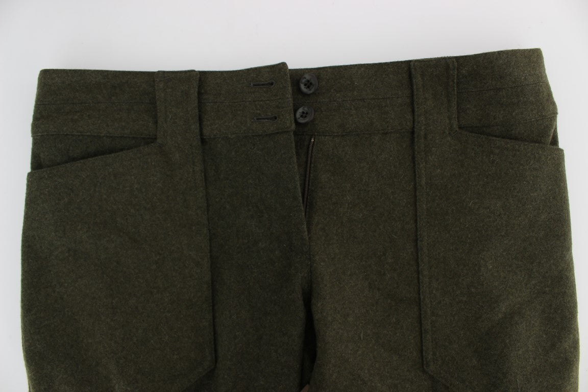 Ermanno Scervino Green Wool Blend Loose Fit Cargo Pants $800.00 Ermanno Scervino Luzworld