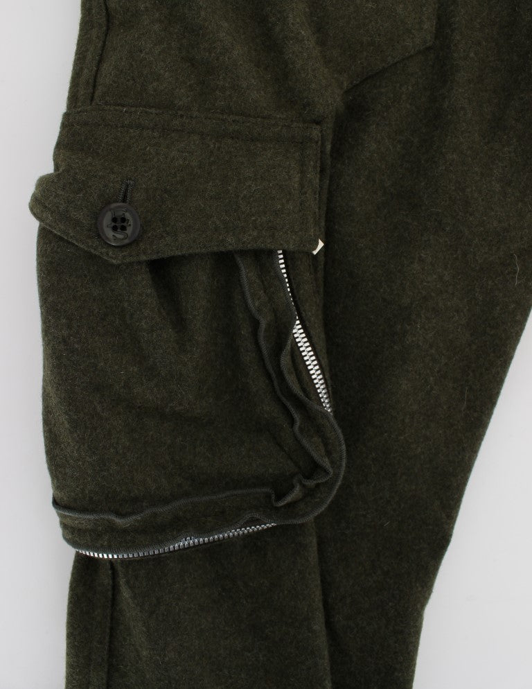 Ermanno Scervino Green Wool Blend Loose Fit Cargo Pants $800.00 Ermanno Scervino Luzworld