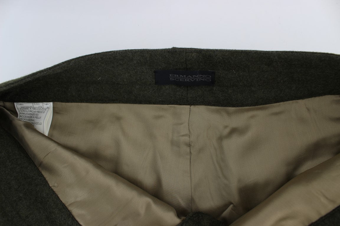 Ermanno Scervino Green Wool Blend Loose Fit Cargo Pants $800.00 Ermanno Scervino Luzworld