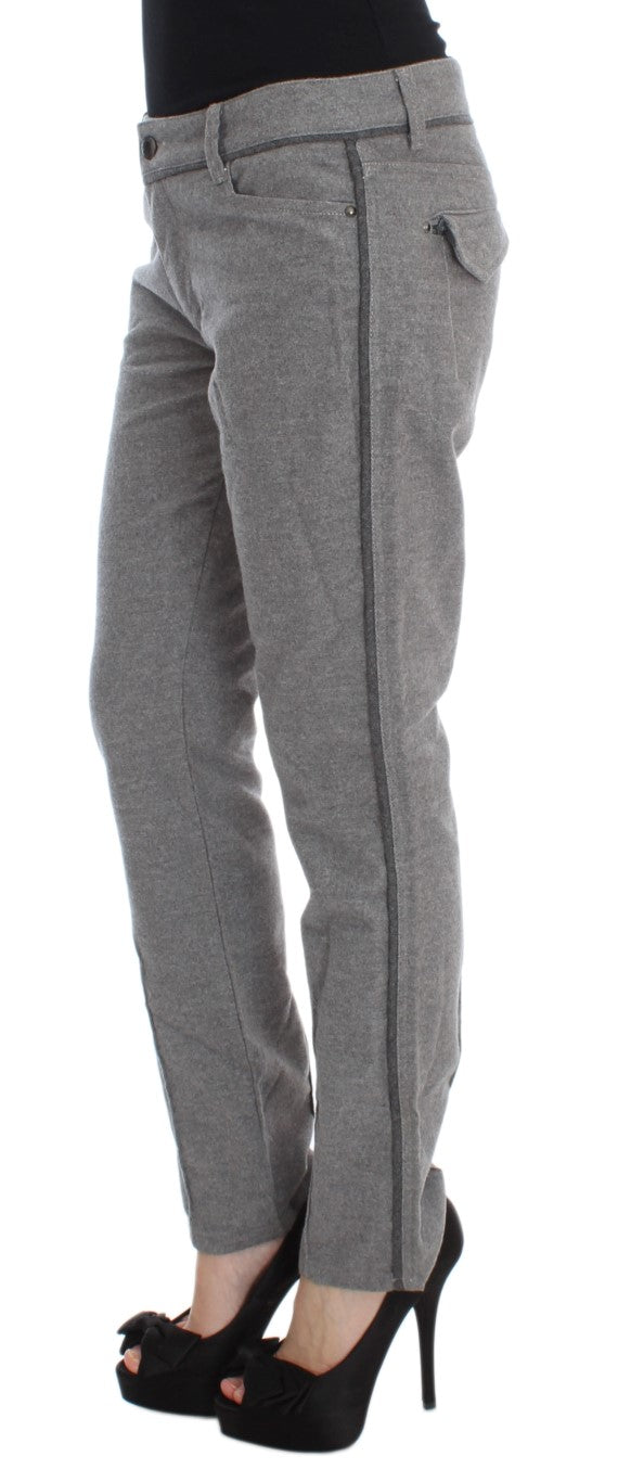 Ermanno Scervino Gray Cotton Straight Fit Casual Pants $747.00 Ermanno Scervino Luzworld