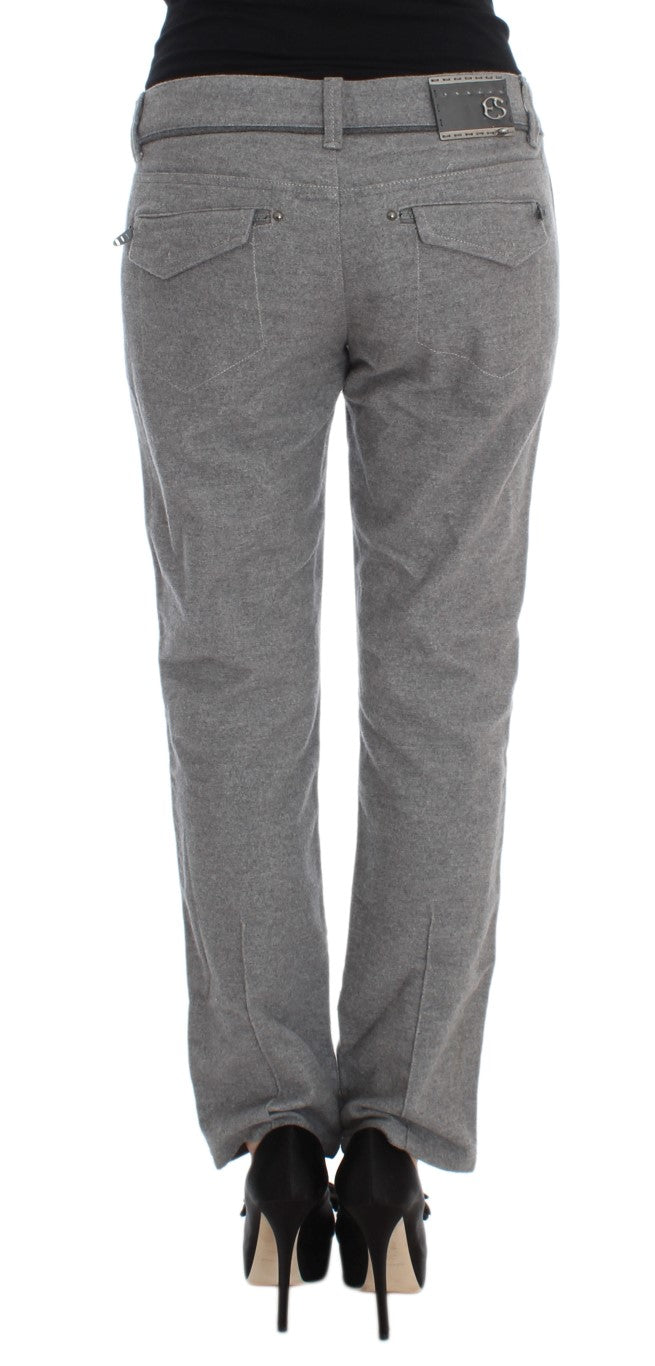 Ermanno Scervino Gray Cotton Straight Fit Casual Pants $747.00 Ermanno Scervino Luzworld