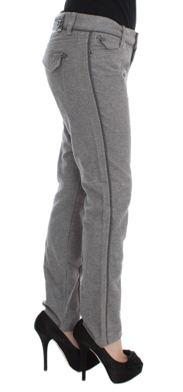 Ermanno Scervino Gray Cotton Straight Fit Casual Pants $747.00 Ermanno Scervino Luzworld
